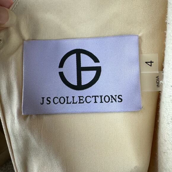 JS Collections Ashley Draped Column Gown Square Neck Special Event Champagne 4 - Picture 9 of 10